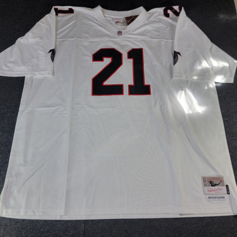 Atlanta Falcons Deion Sanders 1992 NFL Mitchell Ness Football Jersey Size 6XLB